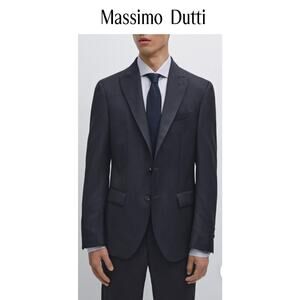 Massimo Dutti - PLAIN 100% WOOL SUIT BLAZER / 38R / Blue